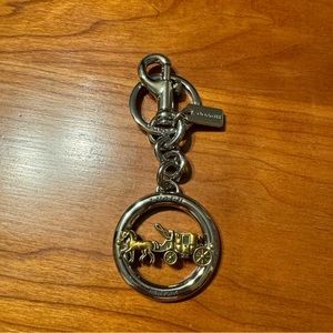 Coach Silver Horse and Rider in Circle Bag Charm Keyring